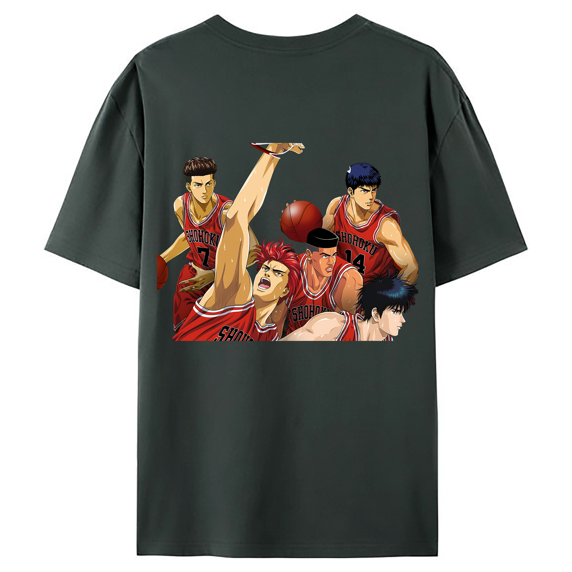 （画像用） SLAM DUNK／スラムダンク 綿100％ メンズ半袖Tシャツ（バックプリント） 通気性